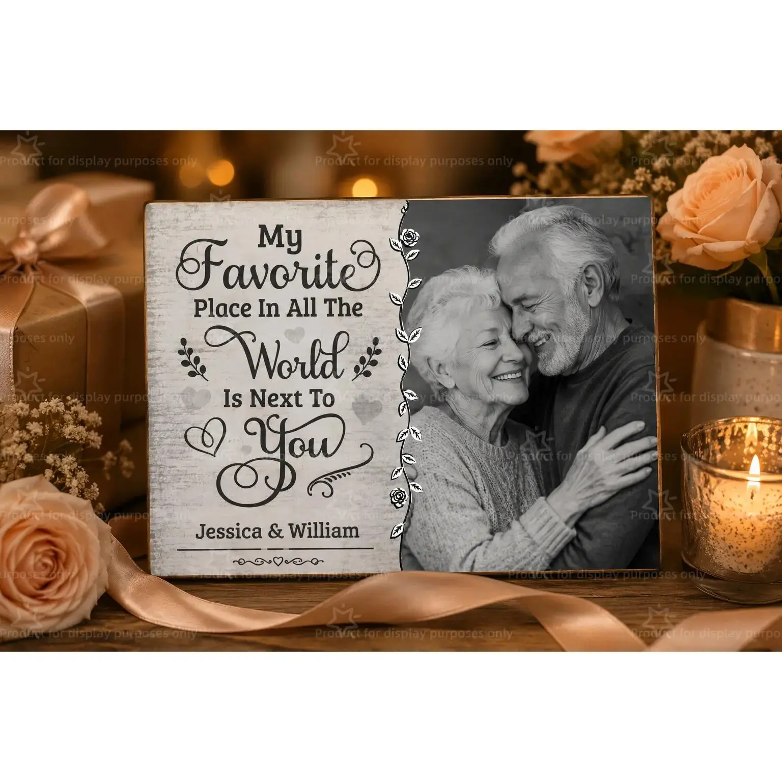 Personalized Photo Name Canvas Wall Art, Custom Couple Family Poster Print, Rustic Love Quote Decor, Bedroom Living Room Farmhouse Wall Decor, Anniversary Gift, Aesthetic Poster, Canvas Print Artwork