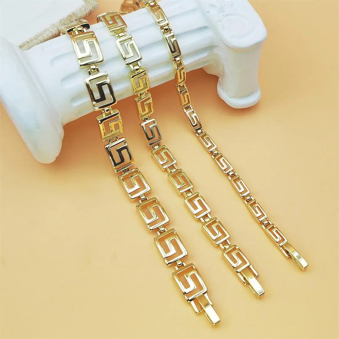 Retro Text Pattern Secure Lock Chain Bracelet, Modern 18.5cm Fashion Versatile Costume Jewelry for Everyday Wear, Bangle, Keeper Mechanism Bracelets & Bangles, Letters Bracelets & Bangles, Letter Motif
