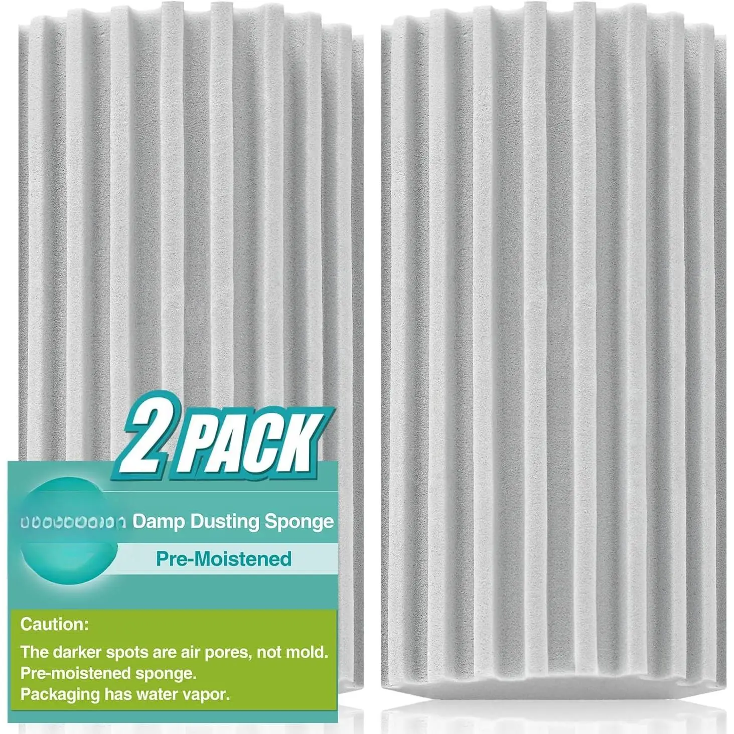 Damp Dusting Sponge Duster, 2 Pack Grey Dust Cleaning Sponge,  Household Cleaning Sponge Tool for Blinds, floorboards, Fan , Vents, Glass, Railings, Mirrors