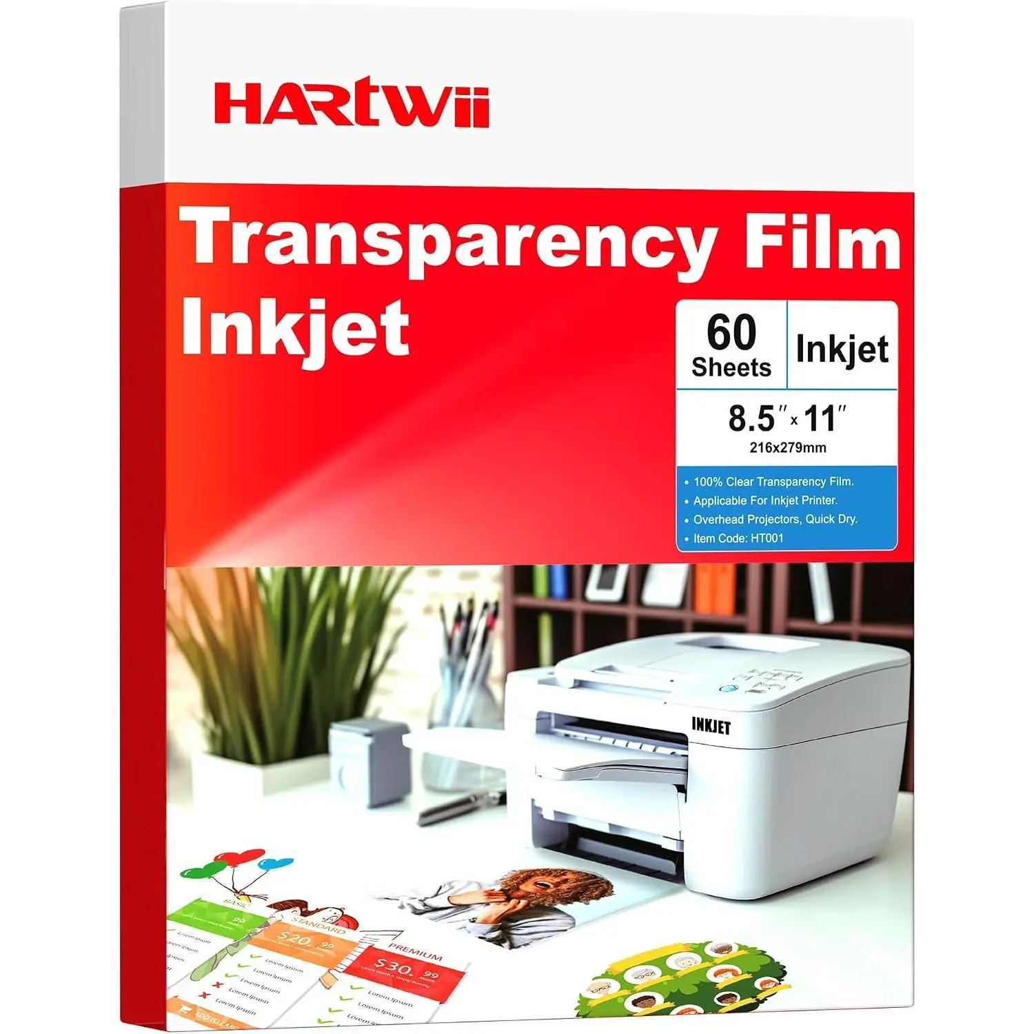 Inkjet Transparency Film 5Mil 60 Sheets Overhead Projector Film