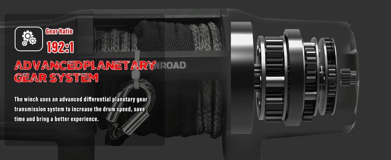 OPENROAD 6000 lbs UTV Winch, Waterproof IP67 Electric Trailer 6k Winch with 1/4"×50ft Synthetic Rope,Wireless Remote and Winch Stopper (6000lb with Mounting Plate)