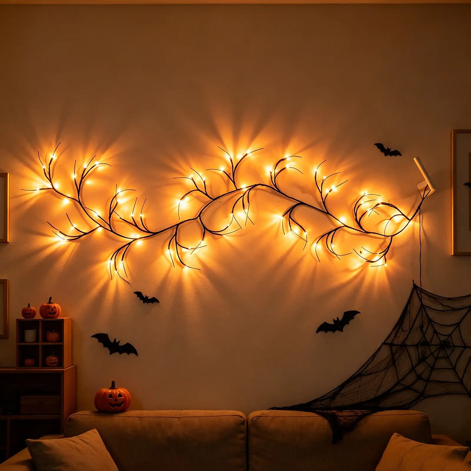 Battery-Powered LED Vine Light, 8 Modes, 54 Leds, Ideal for Wall Decor, Bedroom, Parties, Halloween, Harvest Festival