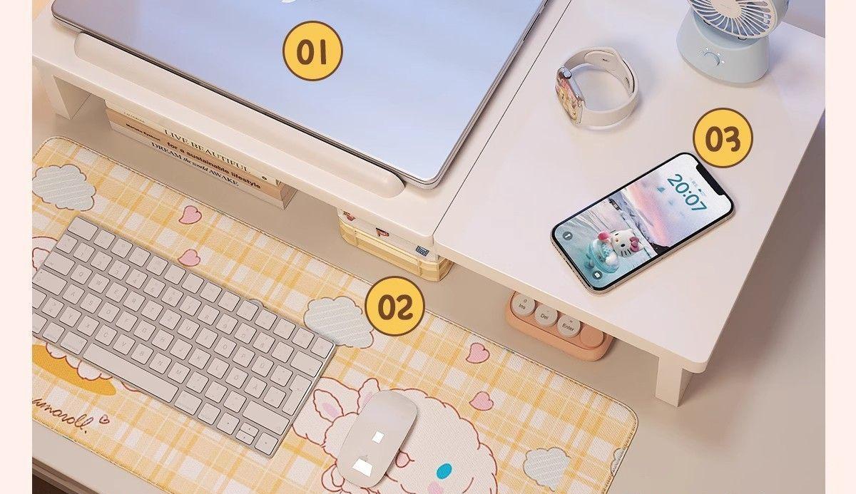 Height-adjustable computer stand, cooling rack, adjustable lift shelf, laptop desktop base, elevated support bracket