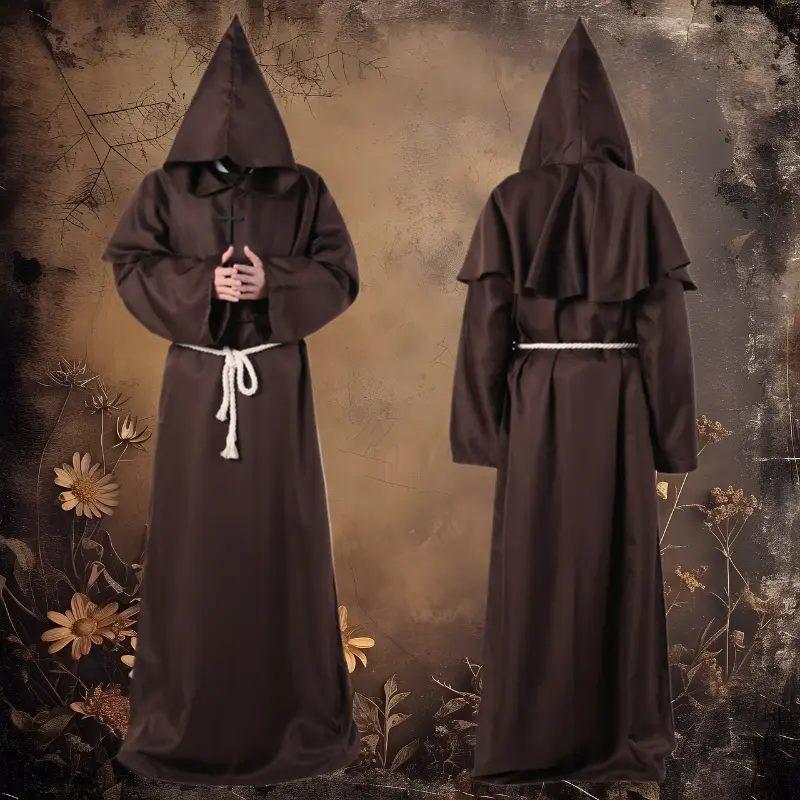 Medieval Monk Robe Priest Wizard Cosplay Costume Stage Outfit for Halloween Cosplay Activities