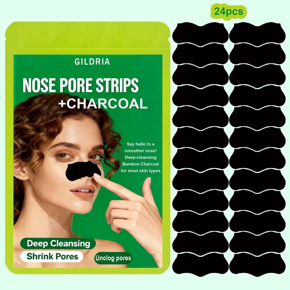 Pore Cleansing Nose Strips, Deep Cleanse for All Skin Types, Removes Oil and Makeup Residue, Tightens Pores, Smooth Noses, 24pcs