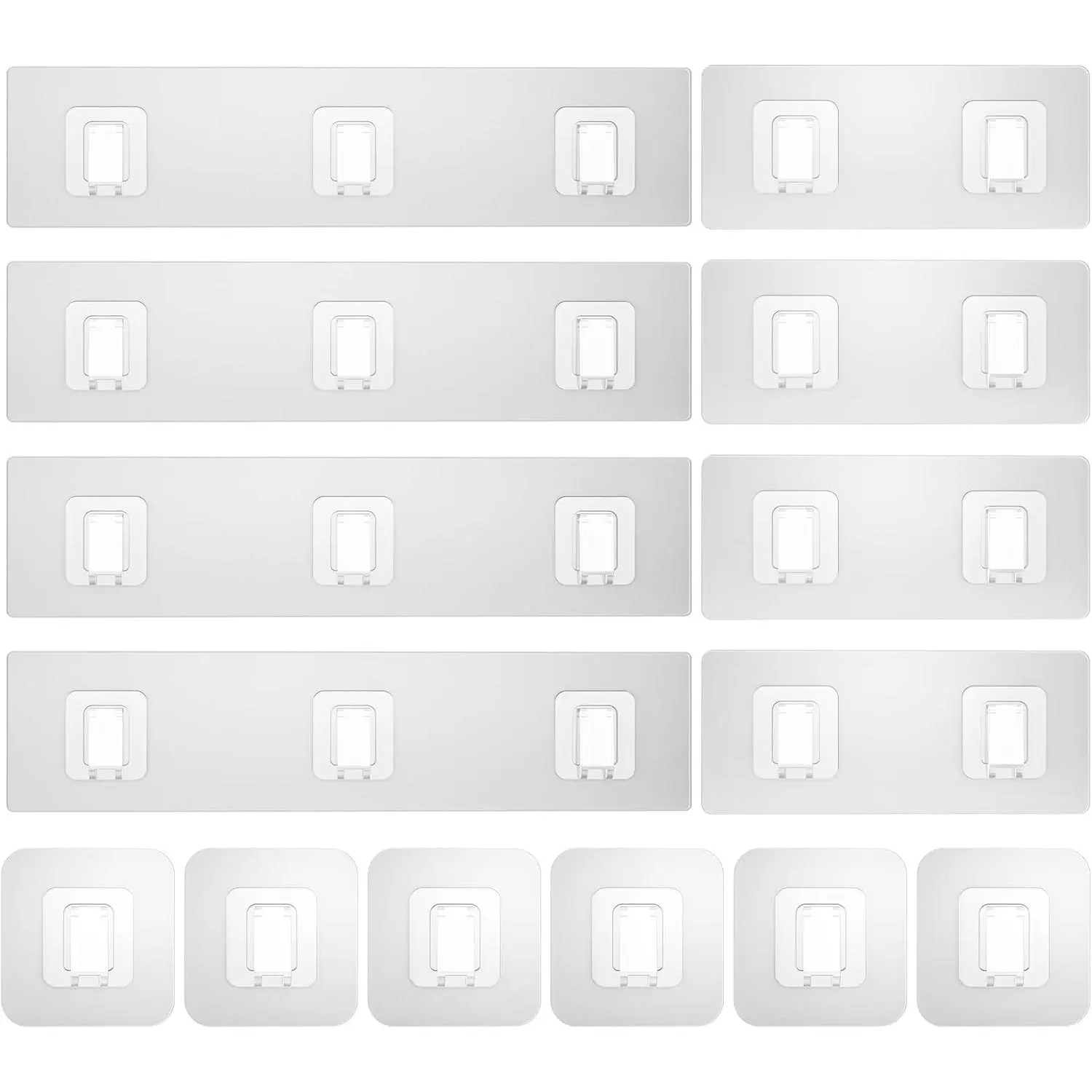 14 Pack Shower  Adhesive ,  Shower Shelf Adhesive Strips,  Adhesive Flat Hooks for Bathroom Storage Shelves and Kitchen Racks No Drilling, Clear