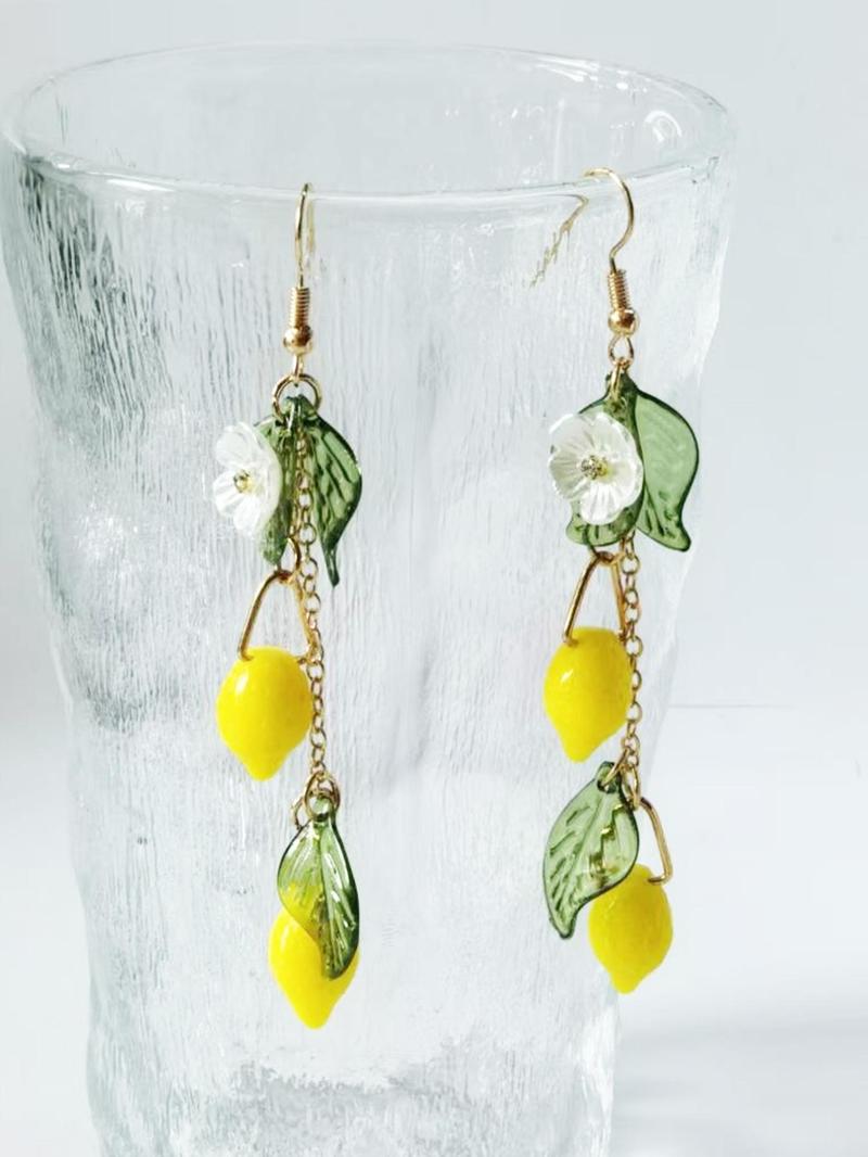 Cute Lemon Leaf Design Dangle Earrings, Fashionable Jewelry for Women, Daily Clothing Decor, Trendy All-match & Exquisite Jewelry for Birthday Gift, Fashion Jewelry Party