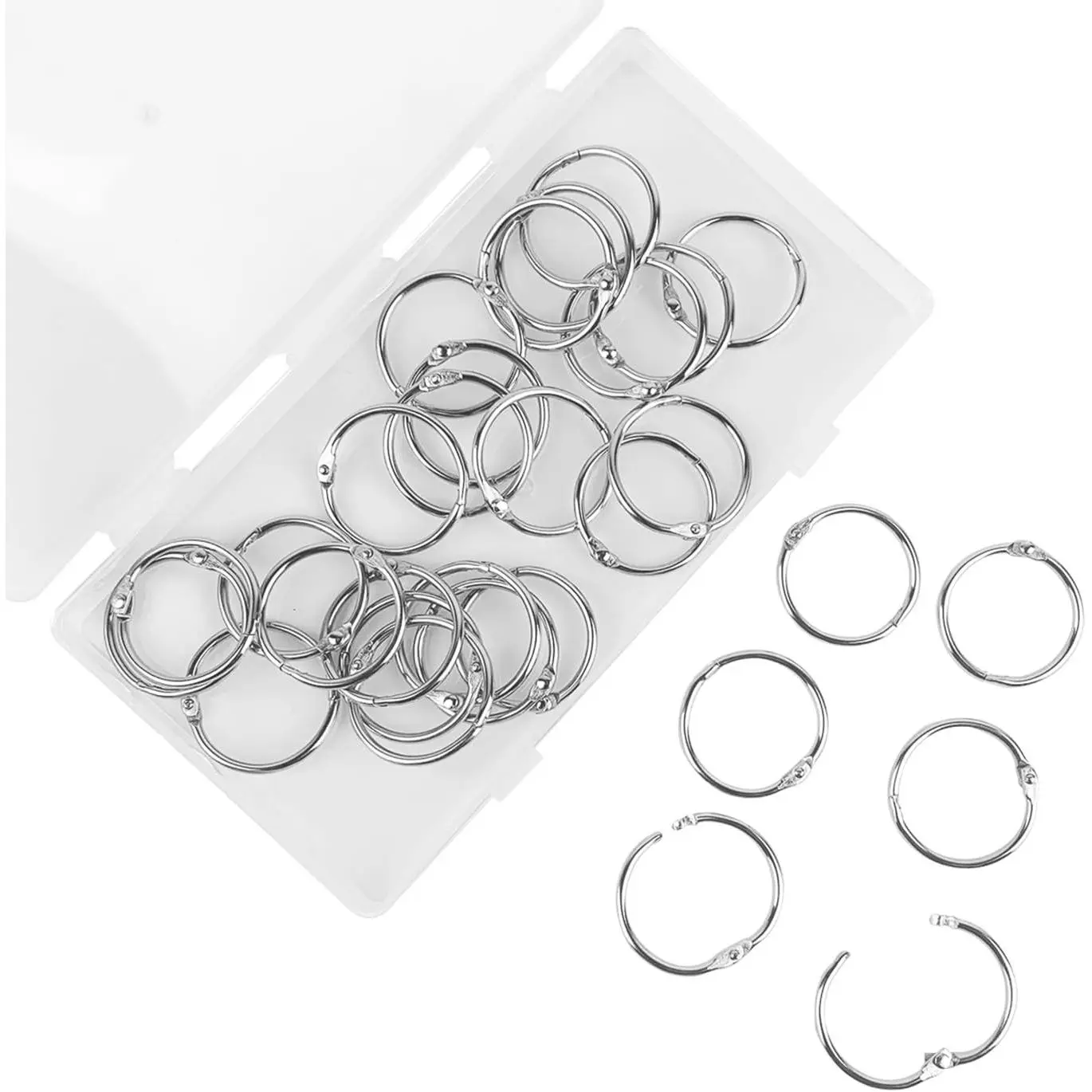 Loose Leaf Book Binder Rings 1 Inch, 30 Pack Metal Nickel Plated Silver for Key Rings, Index Cards, Office & School Supplies