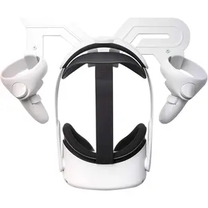 VR Headset and Controller Wall Mount Storage Stand Hook Compatible for   3 /  2 / Pro / 1, PSVR 2, Pico 4, Rift S,  Reverb G2,  Vive, Valve Index, PS VR (White)