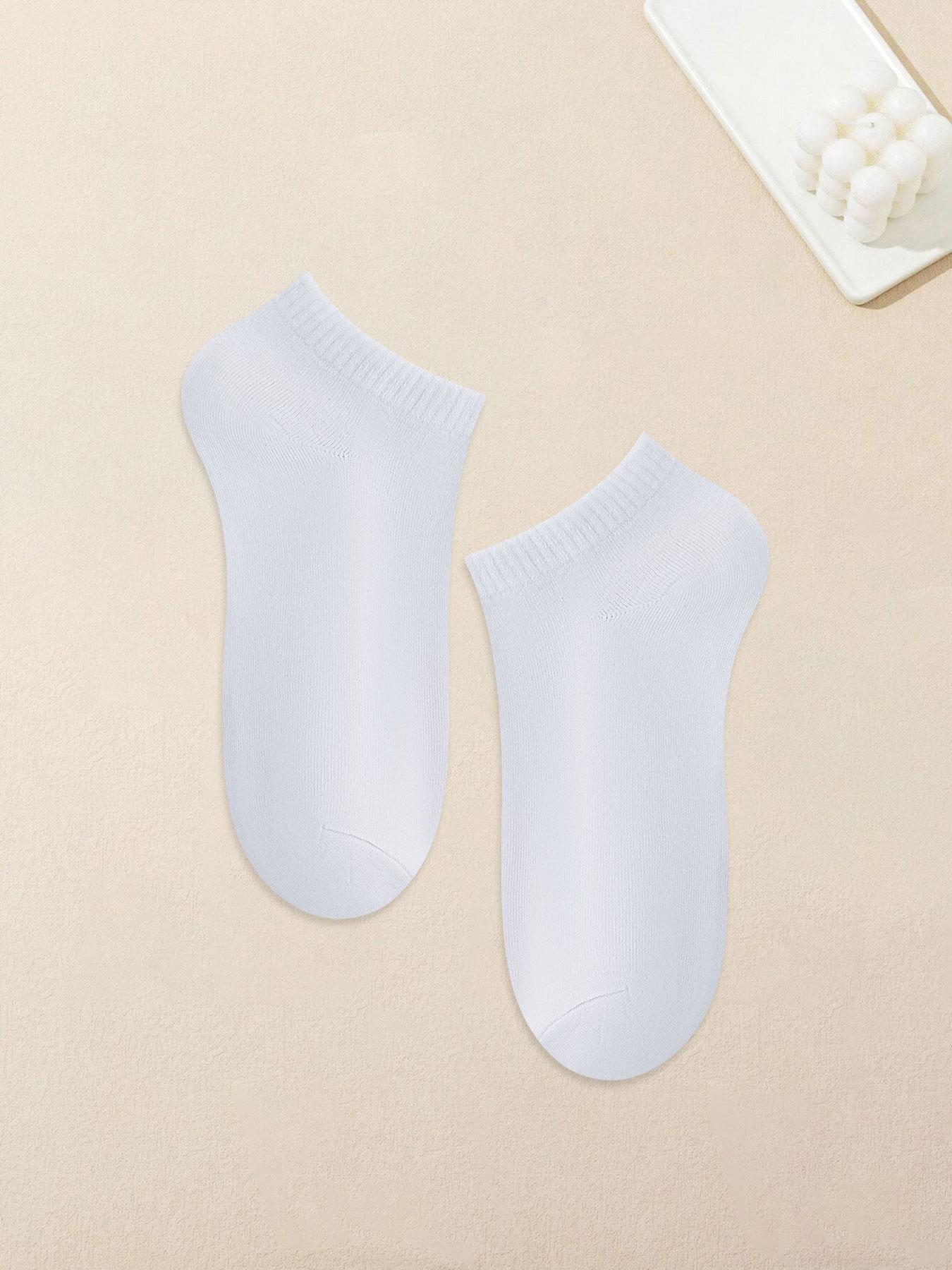 Men's Plain Ankle Socks, Casual Comfy Breathable Solid Color Socks for Daily Wear, Socks for Men, Men Socks, Socks Set, Socks Pairs, Breathable Fabric Socks, Soft Breathable Socks, White Socks