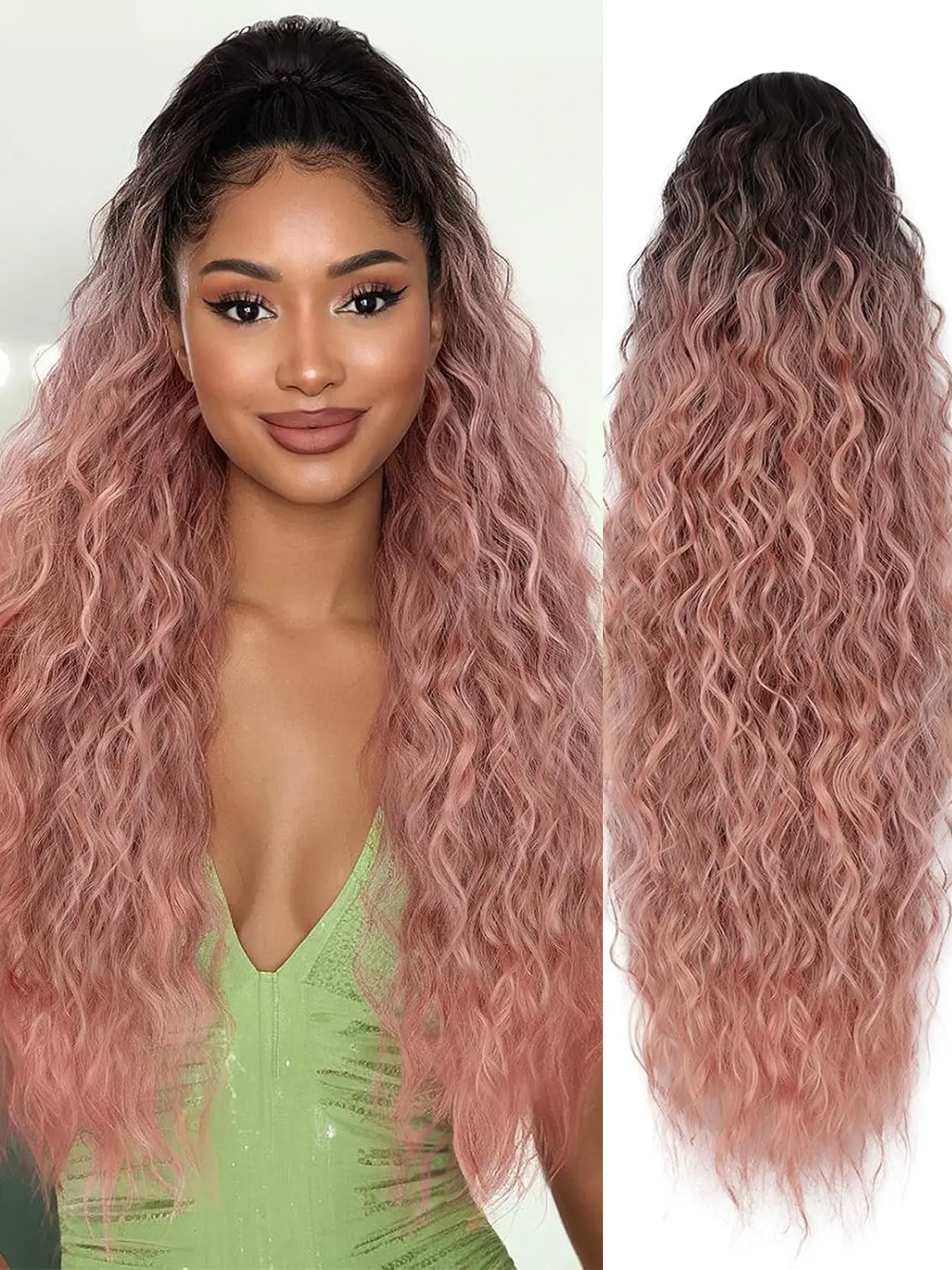 30 Inch Long Water Wave Curly Claw Clip Ponytail Extensions, Fluffy Natural Synthetic Hairpiece, Soft Realistic Hair Extensions for Women, Soft Curly Ponytails, Synthetic Ponytail Hairpieces