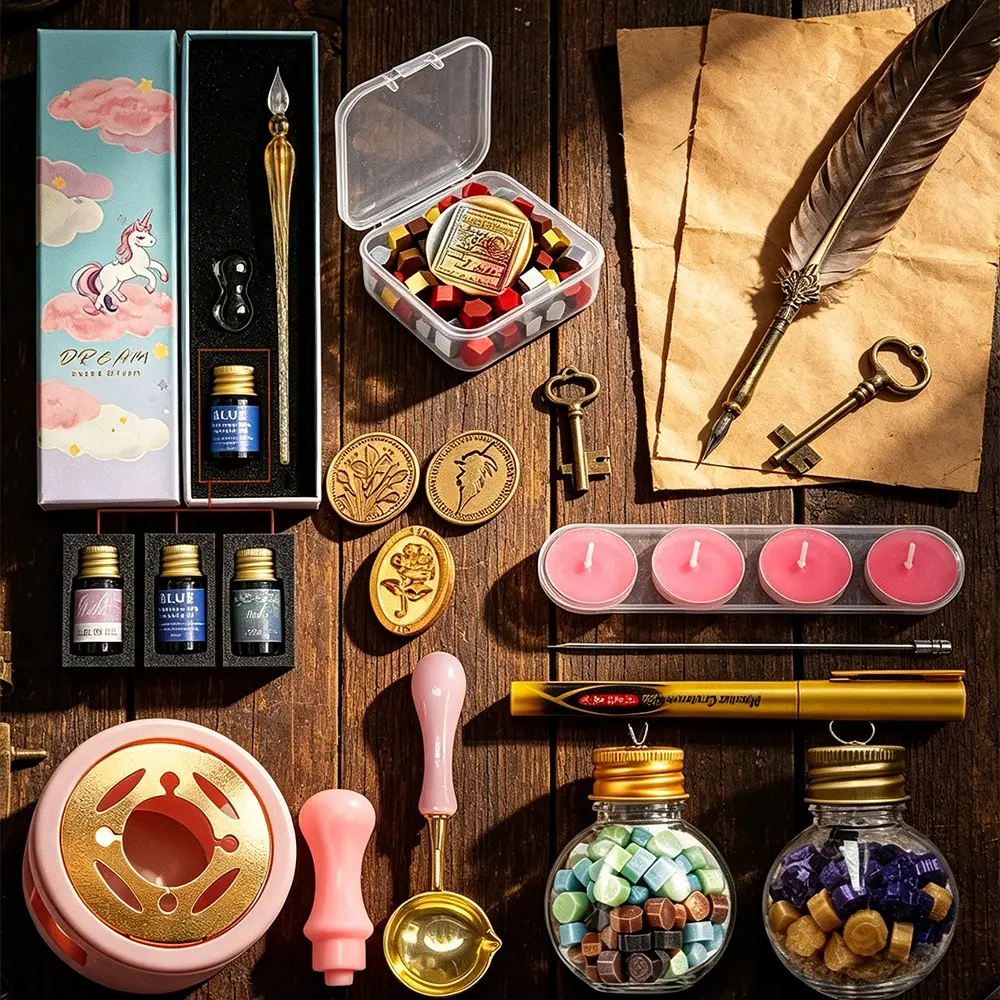 Unicorn Dip Pen Wax Seal Set, Handwritten Calligraphy, Wedding Invitation Seals, Wizard Scrapbook Crafts, Vintage Diary Rituals