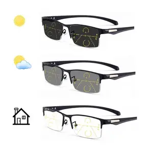 Photochromic Bifocal Reading Glasses Anti Blue Light 2 in 1 Sunglasses for Presbyopia Men Women UV Protection Sports Reading Glasses