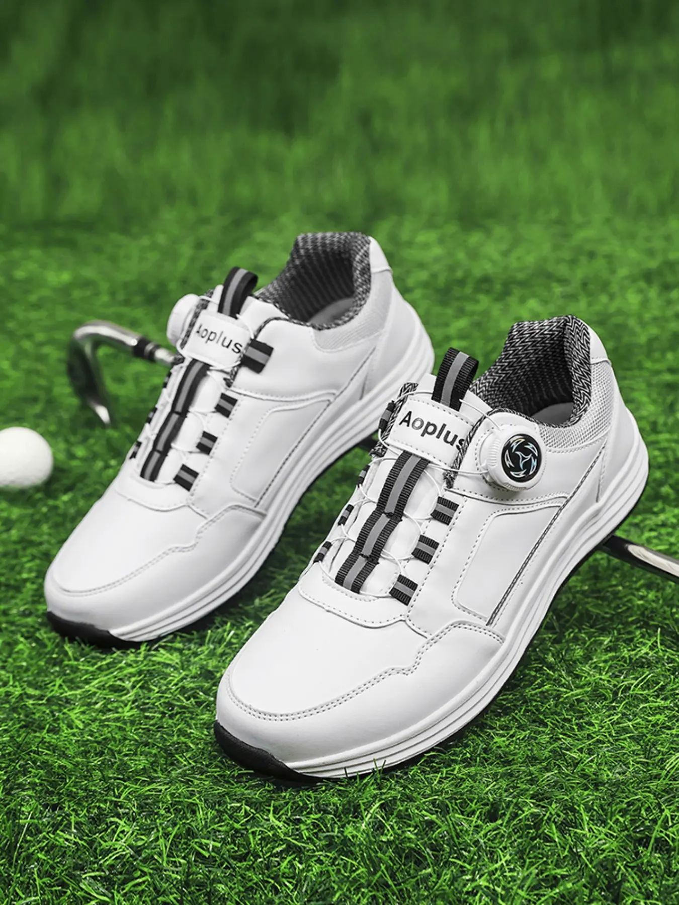 Men's Waterproof Golf Shoes, Adjustable Buckle Design, Breathable Mesh Lining, Lightweight Soft Sole, Ideal for All Seasons, Golf Casual Shoes