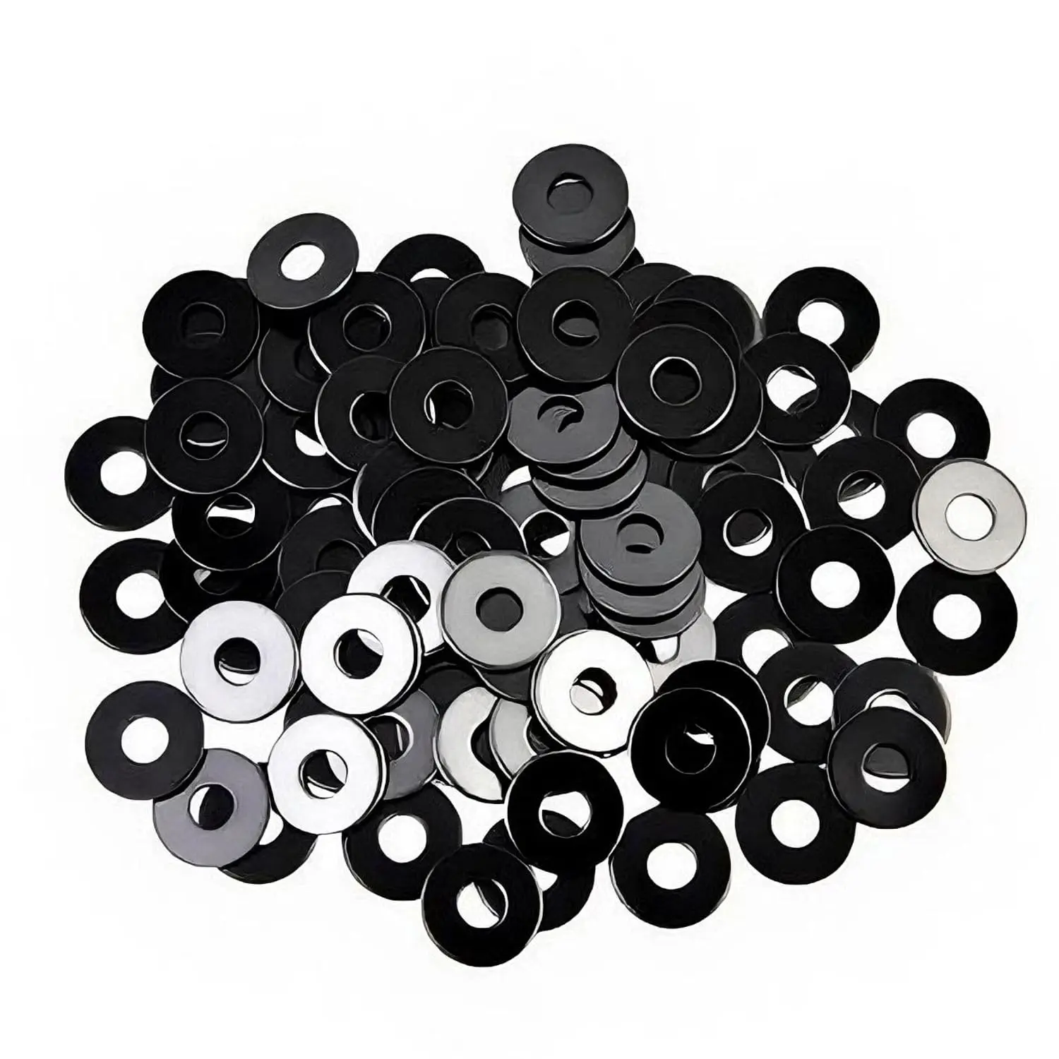 100 count 1/4" Washers Flat, 7/10" OD, Black Electroplated Flat Washers Made of Stainless Steel 18-8(304), Flat Washer for Decorating