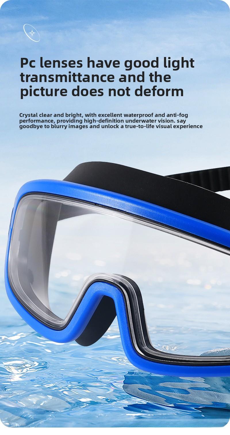 Adult swimming goggles with large frame, electroplated, transparent, waterproof, anti-fog, wide field of vision, unisex protective swimming goggles