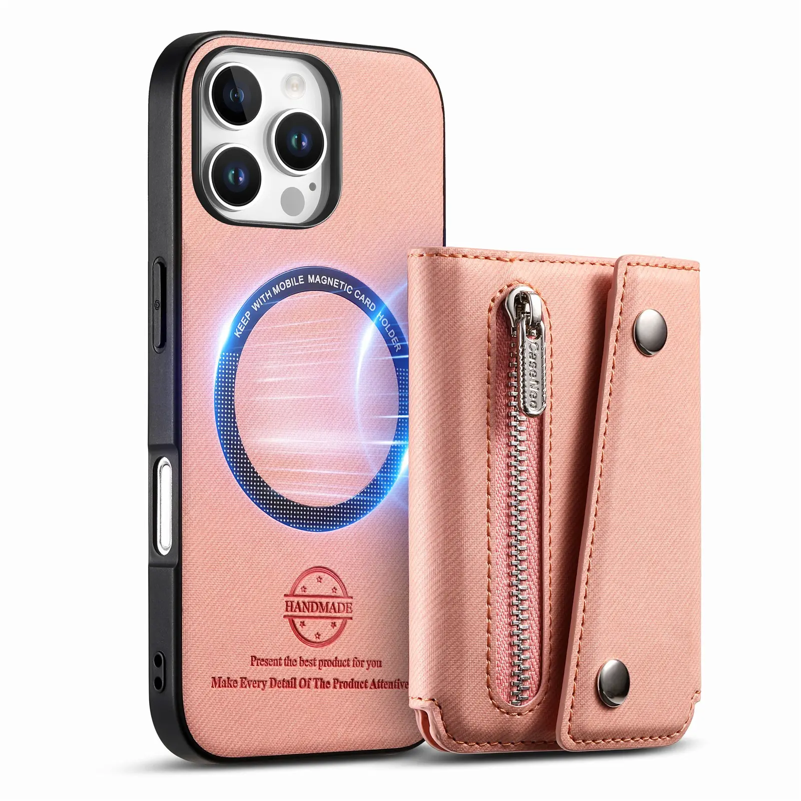 Magsafe Anti-Theft Magnetic Card Holder Phone Case, Triple Fold Multi-Card Slot, ID Bank Card Wallet, Detachable Stand, Compatible with iPhone