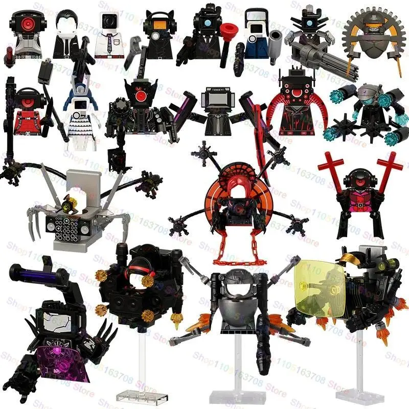 2026 new hot item MOC Skibidi Toilet Man Anime Cartoon Bricks Dolls Cameraman Speakerman TV Man Mini Action Bricks Building Blocks Figures Toys