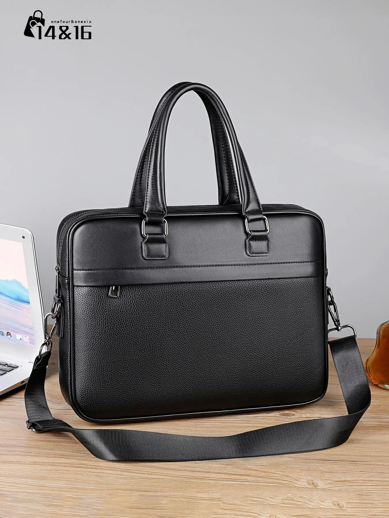 Men's Business Briefcase, 15.6 Inch Laptop Bag, Durable Material, Adjustable Shoulder Strap, Waterproof, Ideal Gift for Office Workers