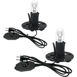 2 Set Himalayan Salt Lamp Replacement Cords, 6ft with Dimmer Switch, 3.34 Inches Base Assembly, 25W E12 Bulbs Included for Salt Rock Lamps