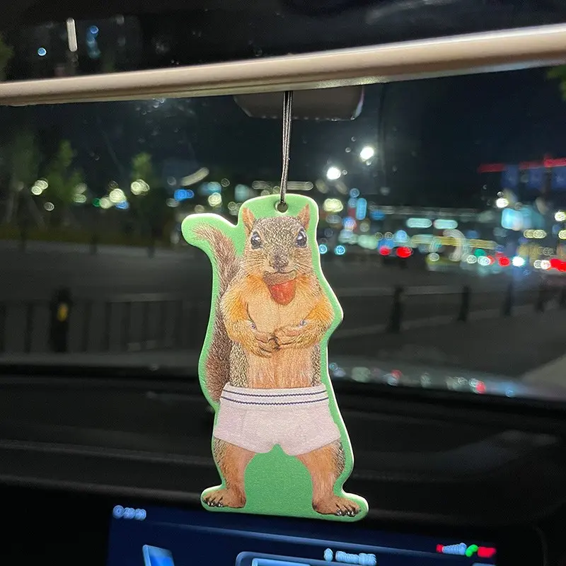 Funny Squirrel Meme Car Air Freshener, Natural Fragrance Scent Tablet, Whimsical Aromatherapy Ornament, Multipurpose Scent Decor