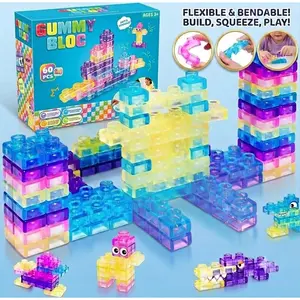 GUMMY BLOC Soft Sensory Building Blocks for Toddlers, Flexible Silicone STEM Learning Toys, Non-Toxic BPA-Free Birthday Gift for Boys Girls Ages 3+