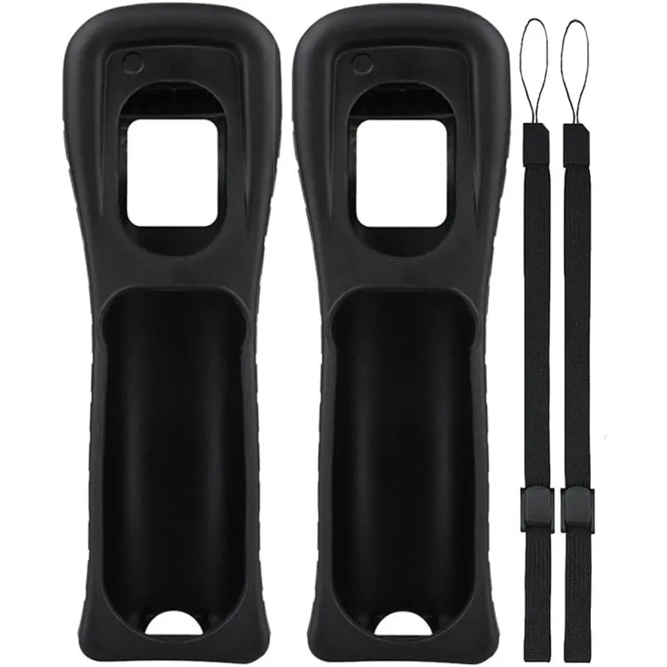 2X Wii  Case Cover with Wrist Strap for Wii Remote Controller (Black)