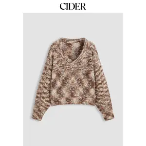 Cider [size 2-10] Chunky Cable Knit V-neck Long Sleeve Sweater