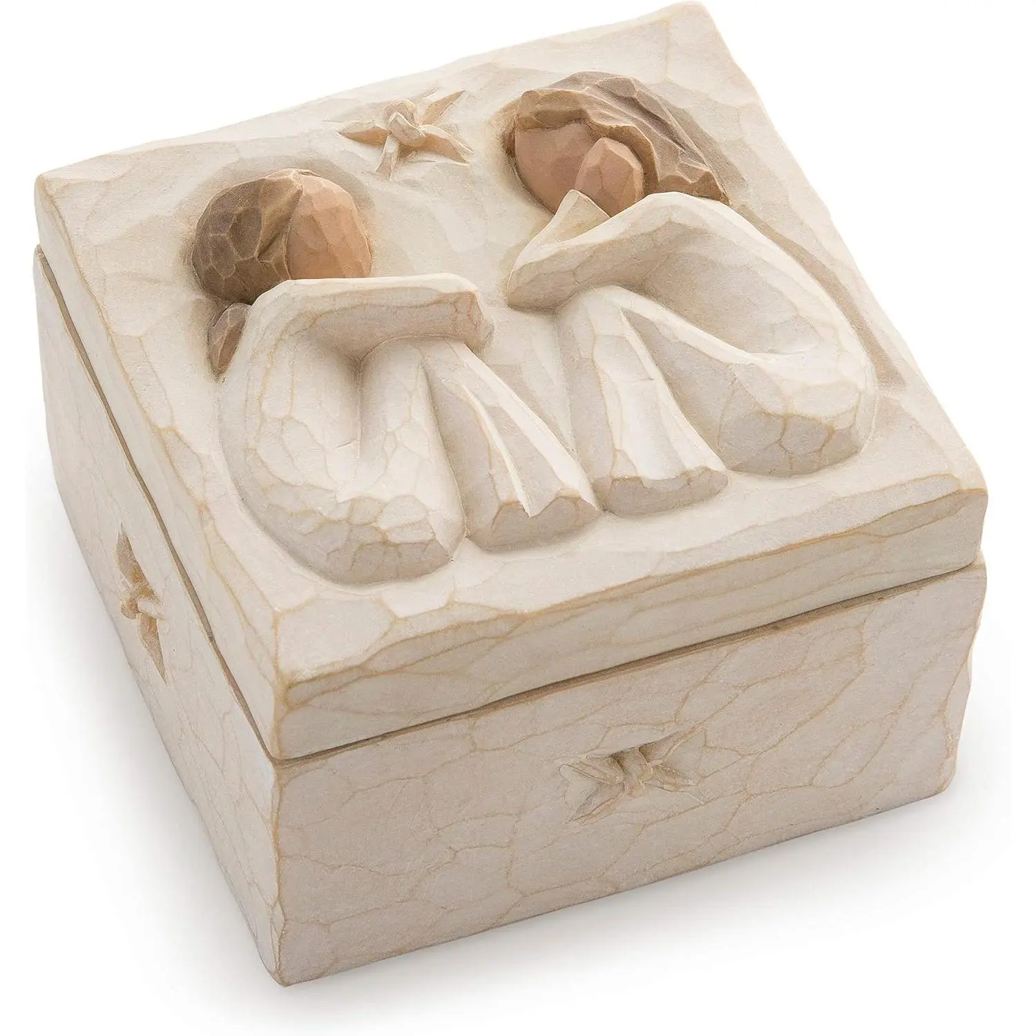 Friendship  Box, Forever True, Forever , Holds  and Treasures, Carving of   or Sisters, Sculpted Hand-Painted  Box