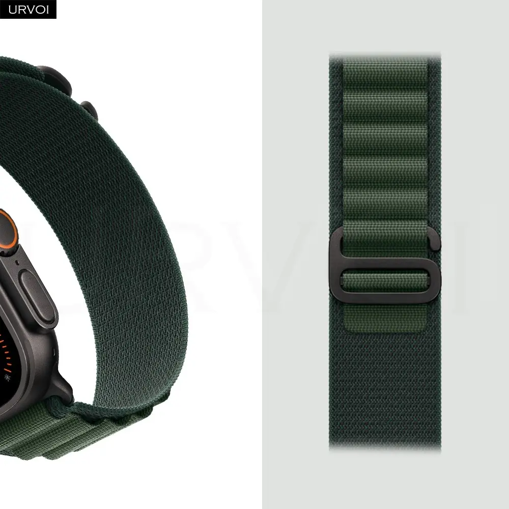 URVOI Alpine loop for Apple Watch Ultra Black 3 2 Strap series 11 10 9 87 SE G-hook closure woven polyester for iWatch 49mm