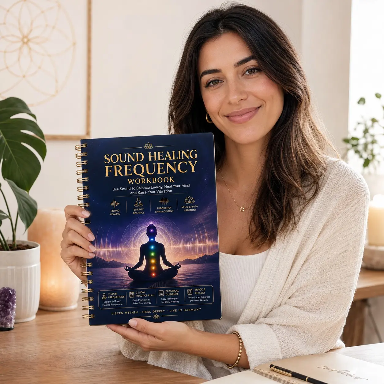 Sound Healing Frequency Workbook, 21-Day Sound Therapy Guide, Chakra Healing for Energy Balance, Mindfulness & Inner Harmony