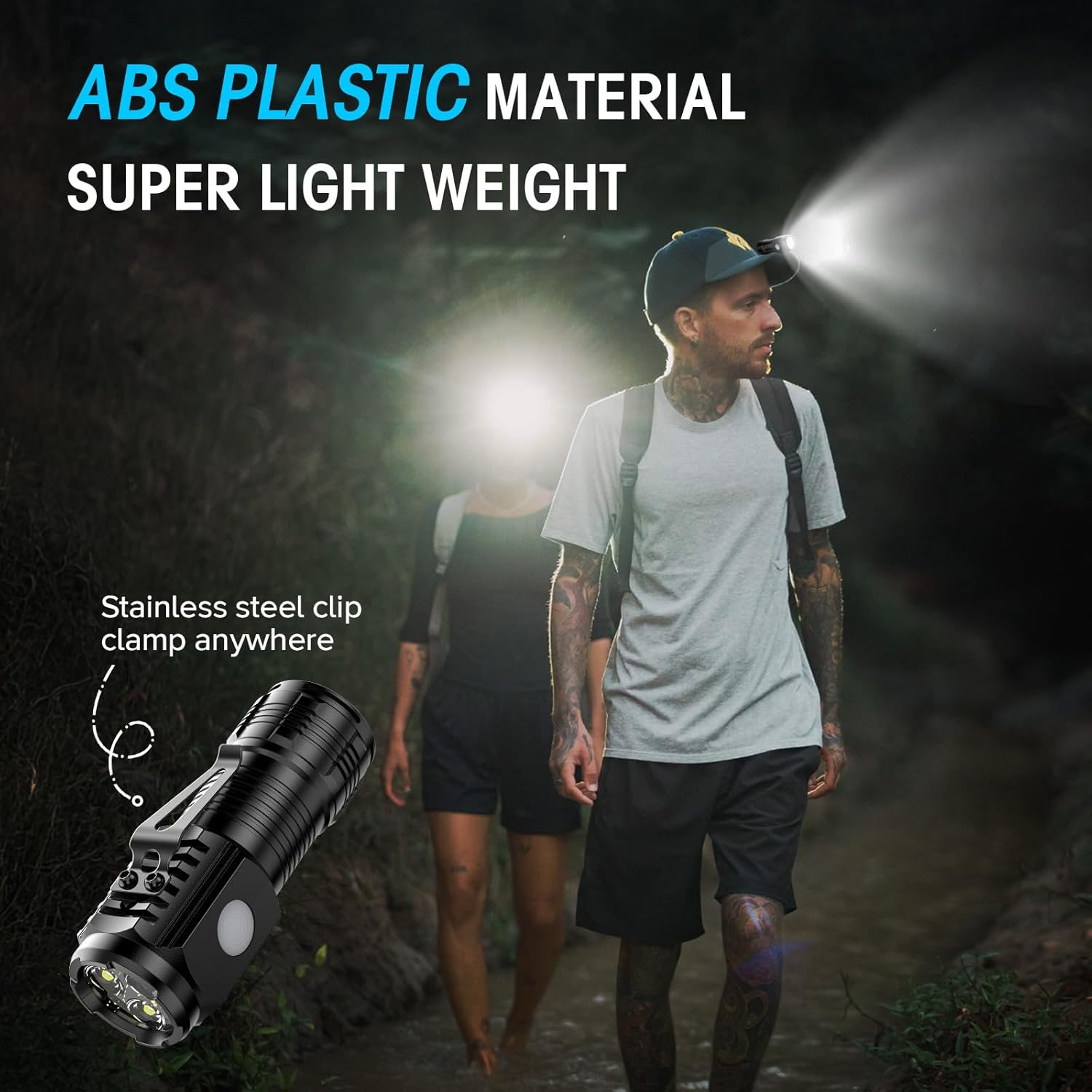 Rechargeable Mini Flashlights with  Base, 2 Pack Bright 3 LED Flash Lights, Small EDC Flashlight with Belt Clip, 4 Lighting Modes Portable Rechargeable Flashlights for Camping