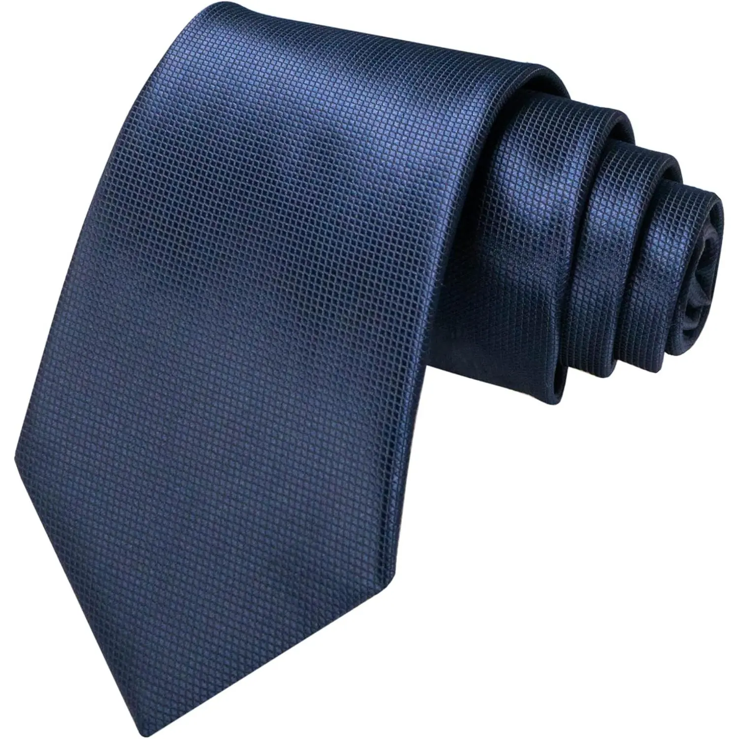 Men's Navy Blue Necktie - Classic Cut, Neat Finish, Easy Pairing, Polished Look for Business/Wedding, Smooth Fabric, Standard Tie