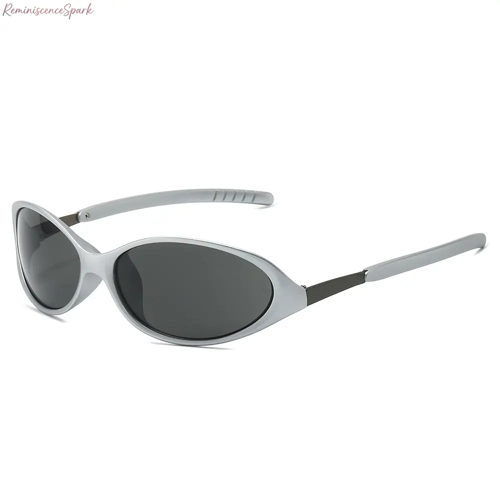 2026 New Unisex Futuristic Oval Alien Wrap-Around Sports Sunglasses, UV400 Sun Protective Trendy Streetwear Shades, Lightweight Fashion Eyewear. Versatile Back to School Accessory for Cycling, Outdoor Sports & Daily Trendy Outfits