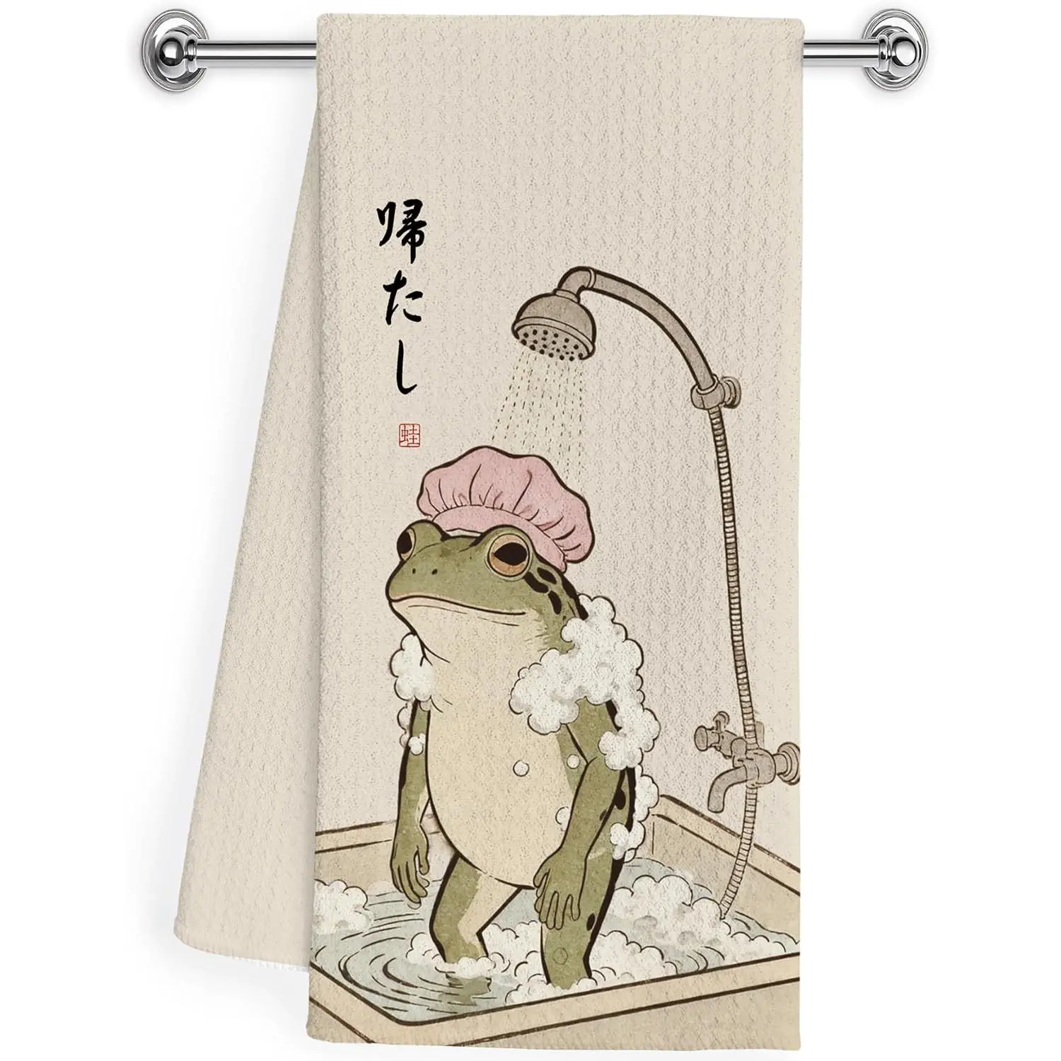 Funny  Frog Bathroom Hand Towels, Frog Lover Gifts for Women,  Whimsical  Decorative Hand Towels for Bathroom  Room , 16x24 Inch