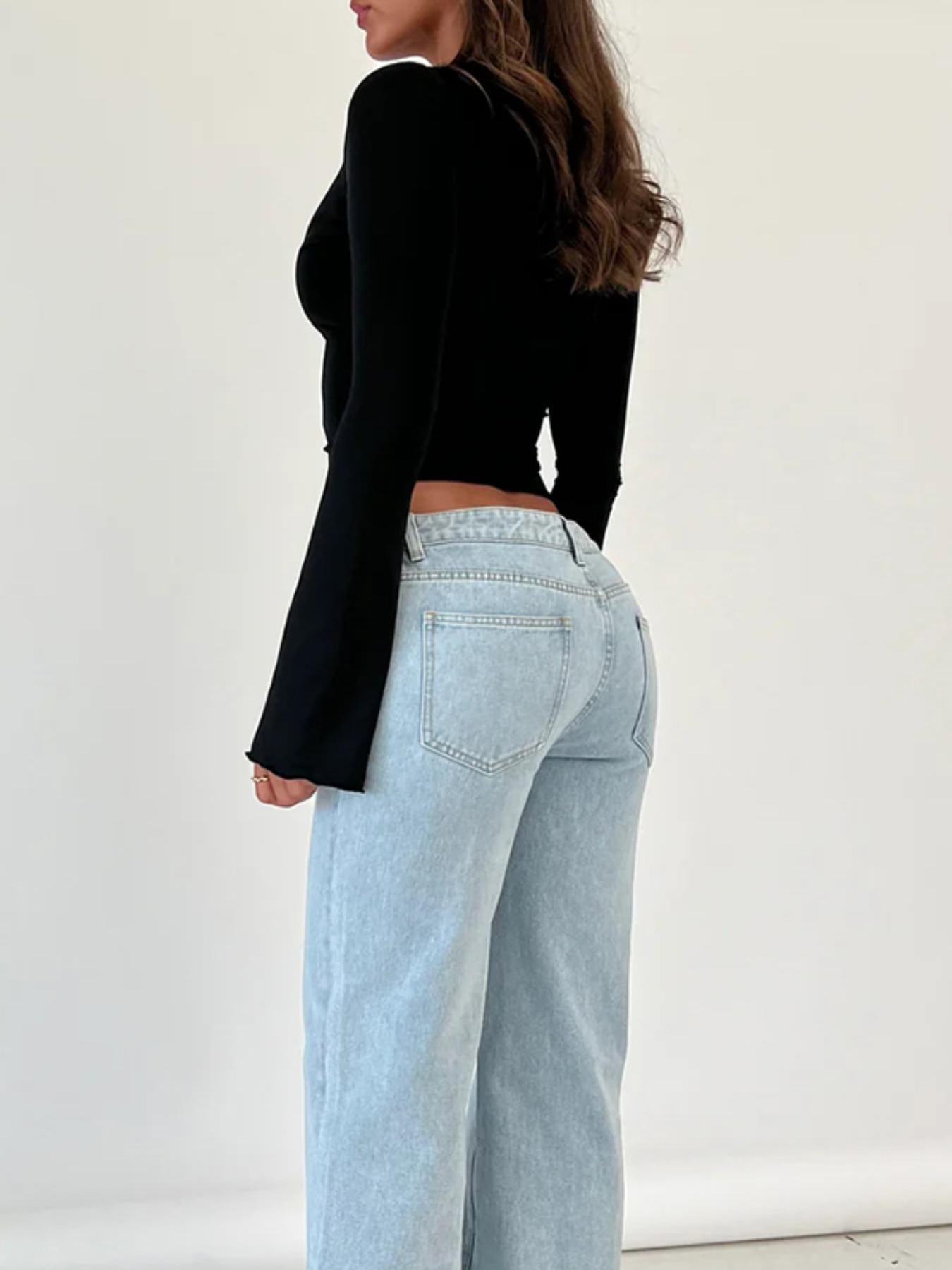 Women's Contrast Lace Button-Front Flounce-Sleeve Tee Blouse, Elegant Deep V- Neck Scallop Trim Long Sleeve Top for Spring & Fall, Ladies Clothes for Daily Wear