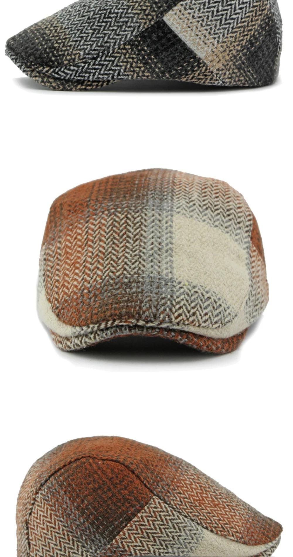 HT4238 Berets New Plaid Artist Painter Beret Hat Male Female Spring Autumn   Flat Caps for Men Women Retro Beret Caps