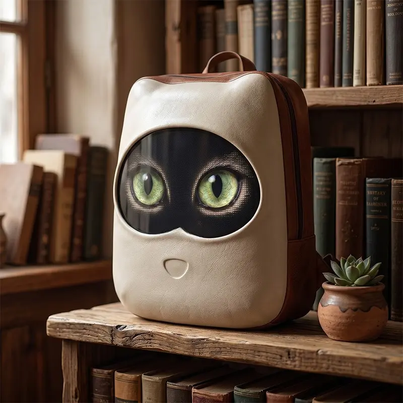 LED Backpack Little Cat Style, Bluetooth Programmable Screen, Hard Shell Laptop Backpack Fits 15.6" Laptop, DIY Animation, Cool Tech Gift for Men Women (Power Bank Not Included)