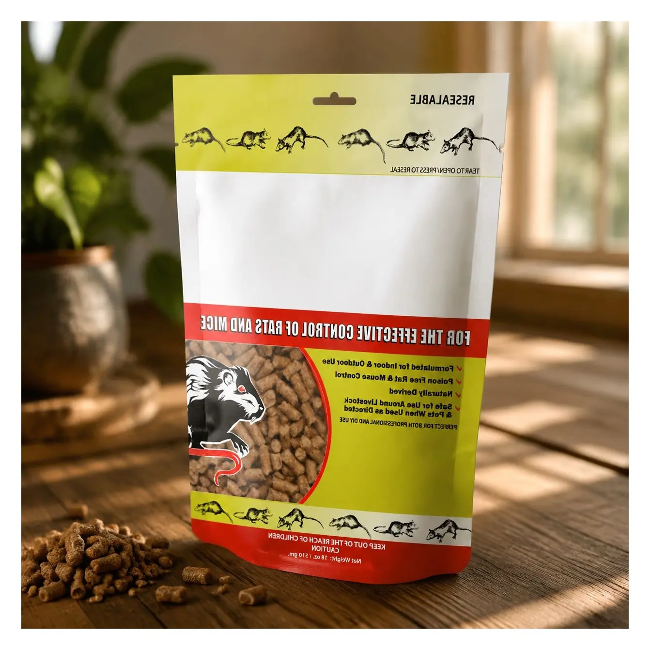 Rodent Control Bait Pellets for Rats & Mice – Poison Free, Pet Safe Indoor & Outdoor Use Pellets 18 oz. BagGift