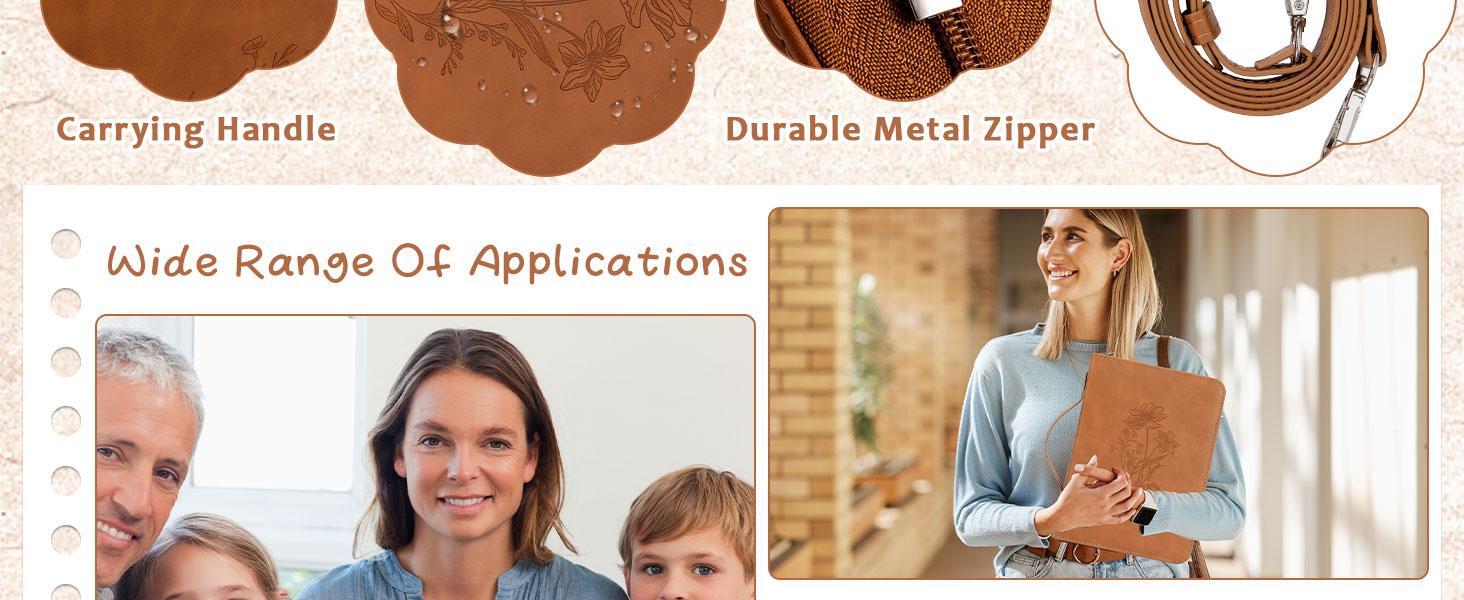 19PCS Floral Brown Leather Bible Cover Women Bible Cover Cases Teen Girls Christmas Gift Christian Carrying Bag Journaling Kit with Shoulder Strap Highlighter Pens & Book Marker Study Supplies