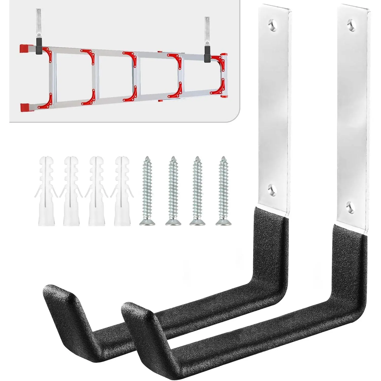 Heavy Duty Garage Hooks - 2 Pack Stainless Steel Wall Mount Hooks, 50 lb Weight Capacity, for Garden Hose, Bike, Ladder, Tool Organizer