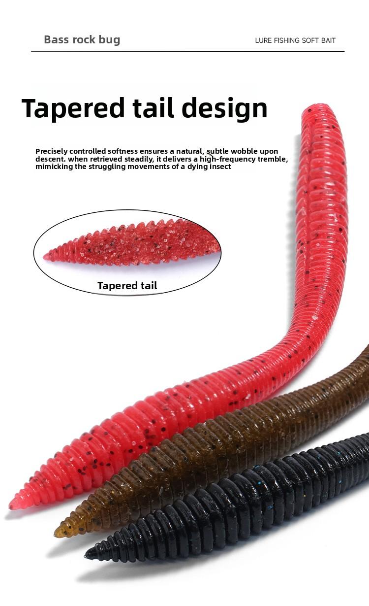 Rockin' Noodle Worm HighDensityLeadFreeSoftBait TexasRiggedLure For BassFishing RockWorm ArtificialBait With WeightedInsert Perfect For BassTrolling And TexasRig