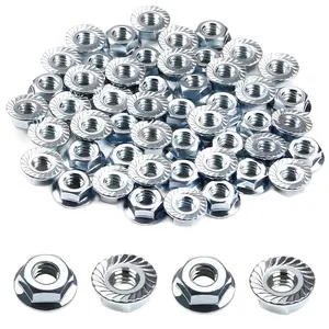 1/4-20 Serrated Flange Hex Nuts, 1/4" Hexagon Flange Nuts, 304 Stainless Steel, UNC Nuts Fasteners,  Nut for DIY  Mechanism, 50 Pack