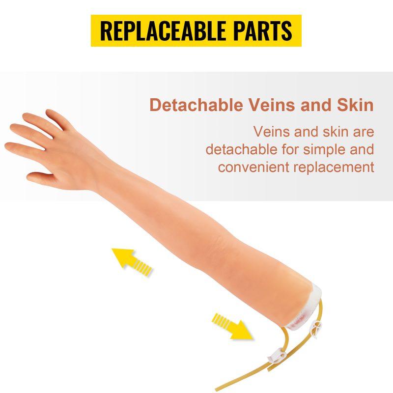 VEVOR 12 PCS Phlebotomy Practice Kit, IV Venipuncture Intravenous Training, High Simulation IV Practice Arm Kit with Carrying Bag, Practice and Perfect IV Skills, for Students Nurses and Professionals