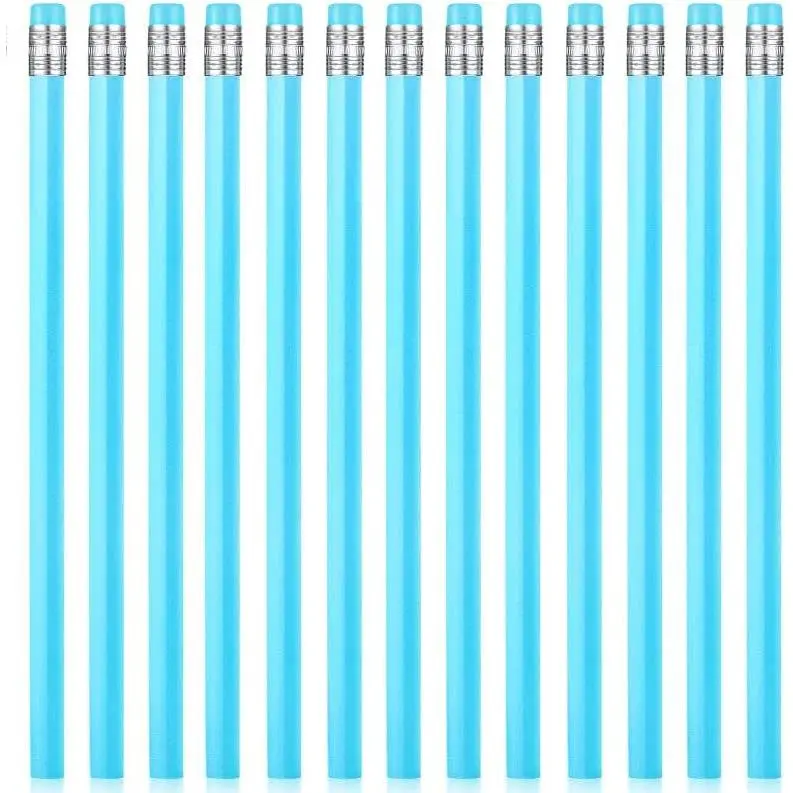 50 count Blue Triangular Grip Pencils  Wedding Pencils HB Graphite Pencil Pack Eraser for  Shower Drawing Sketching Bridal Shower Office Supplies