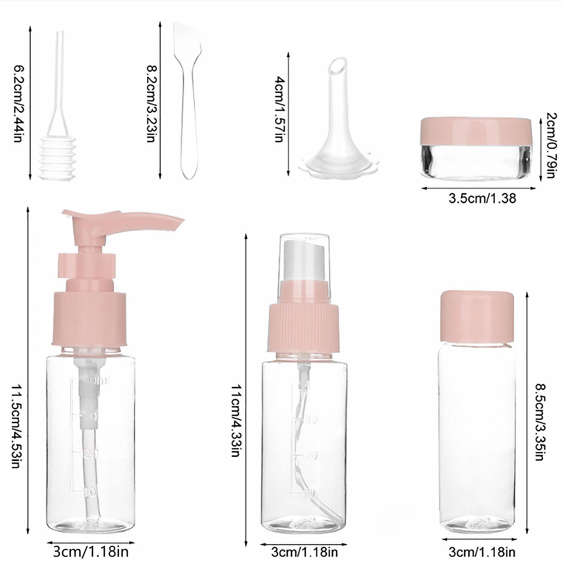 Travel Makeup Bottle Set with Storage Bag, 11pcs/set Portable Leak Proof Toiletry Container Set, Clear Cosmetic Container for Lotion, Shampoo, Cream, Soap