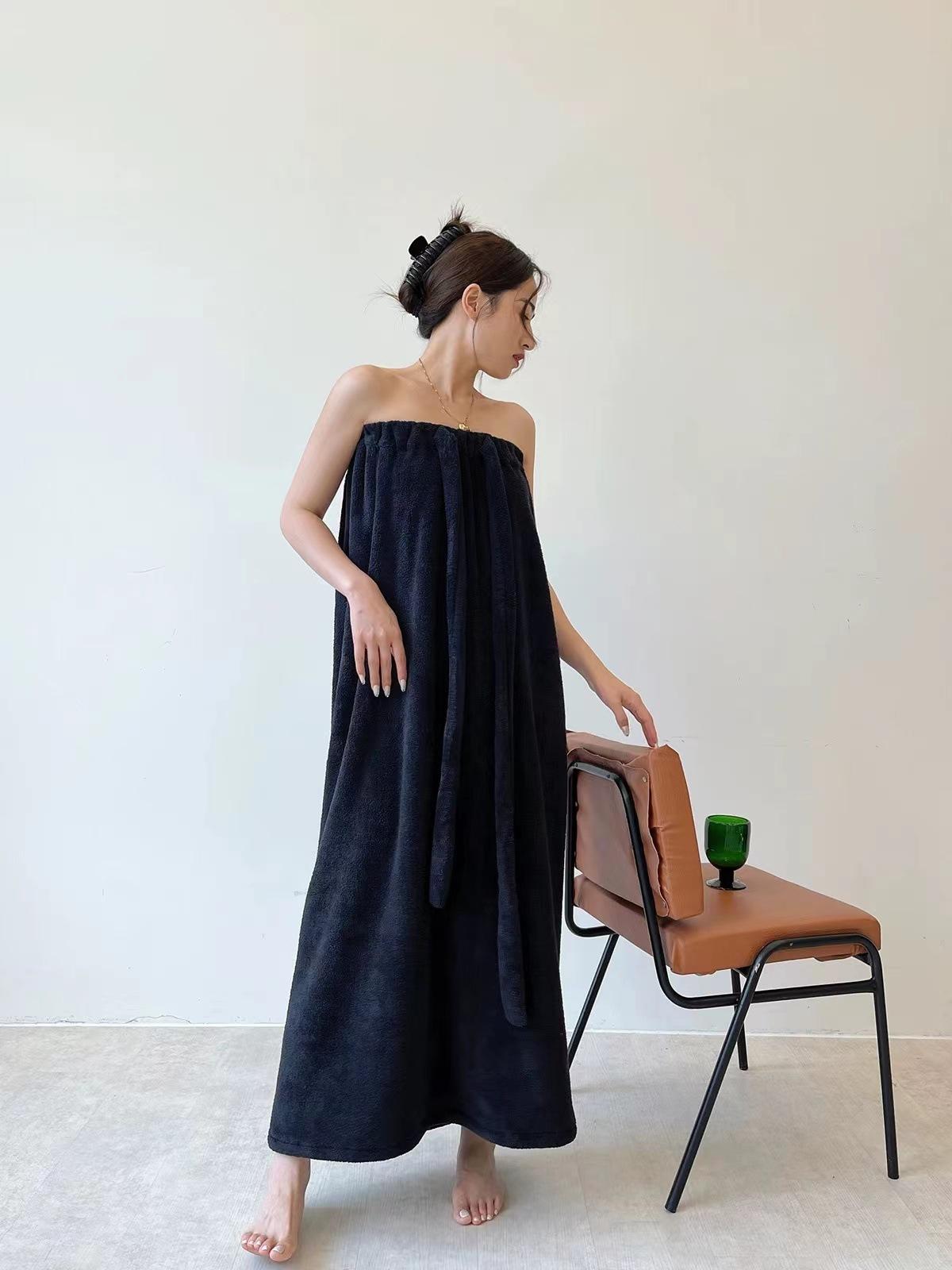 Women's Wearable Bath Towel Dress, Soft Absorbent Strapless Bath Robe, Summer Spa Shower Wrap for Home