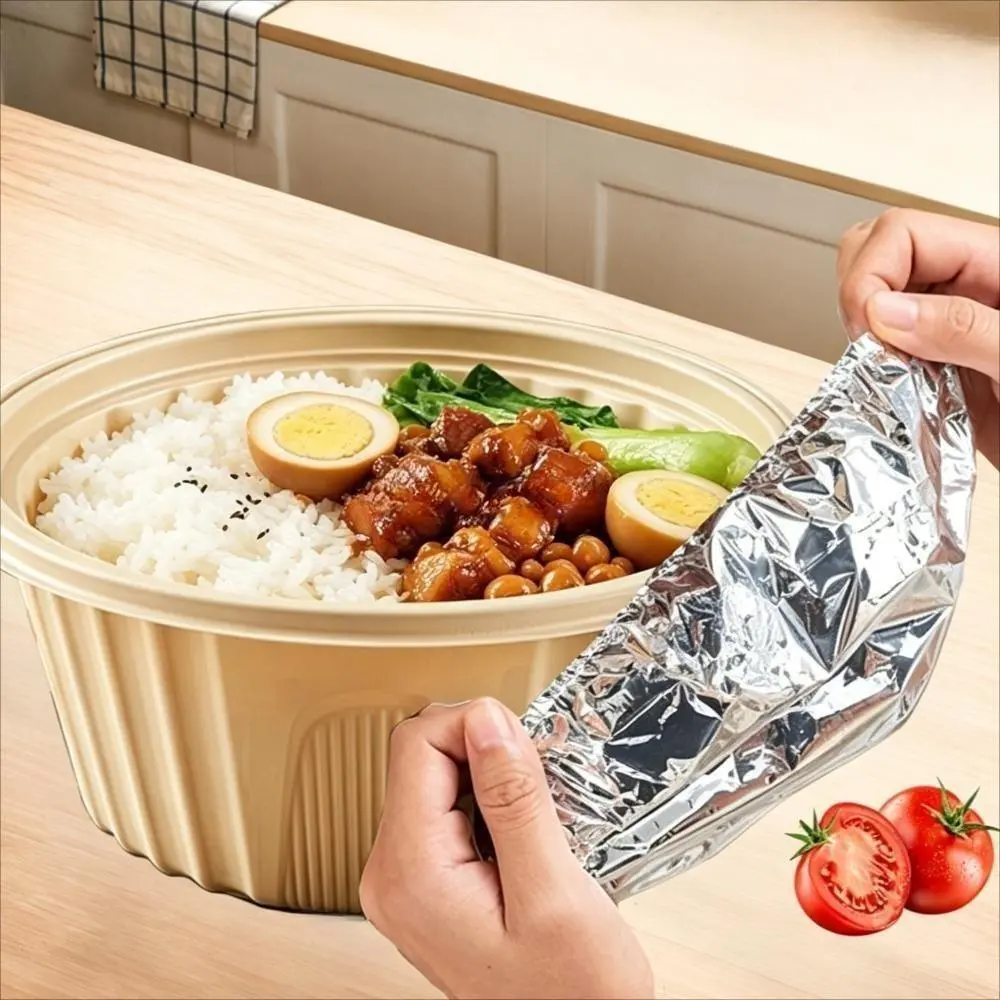 Aluminum Foil Pan Covers, 50 Pcs Disposable Stretch-to-Fit Design, Insulated for Heat Retention, Ideal for Kitchen & Outdoor Use, Aluminum Foil Food Covers, Cookware, Home, Food Storage, Disposable Pan, Household Use, Flexible Universal Fit