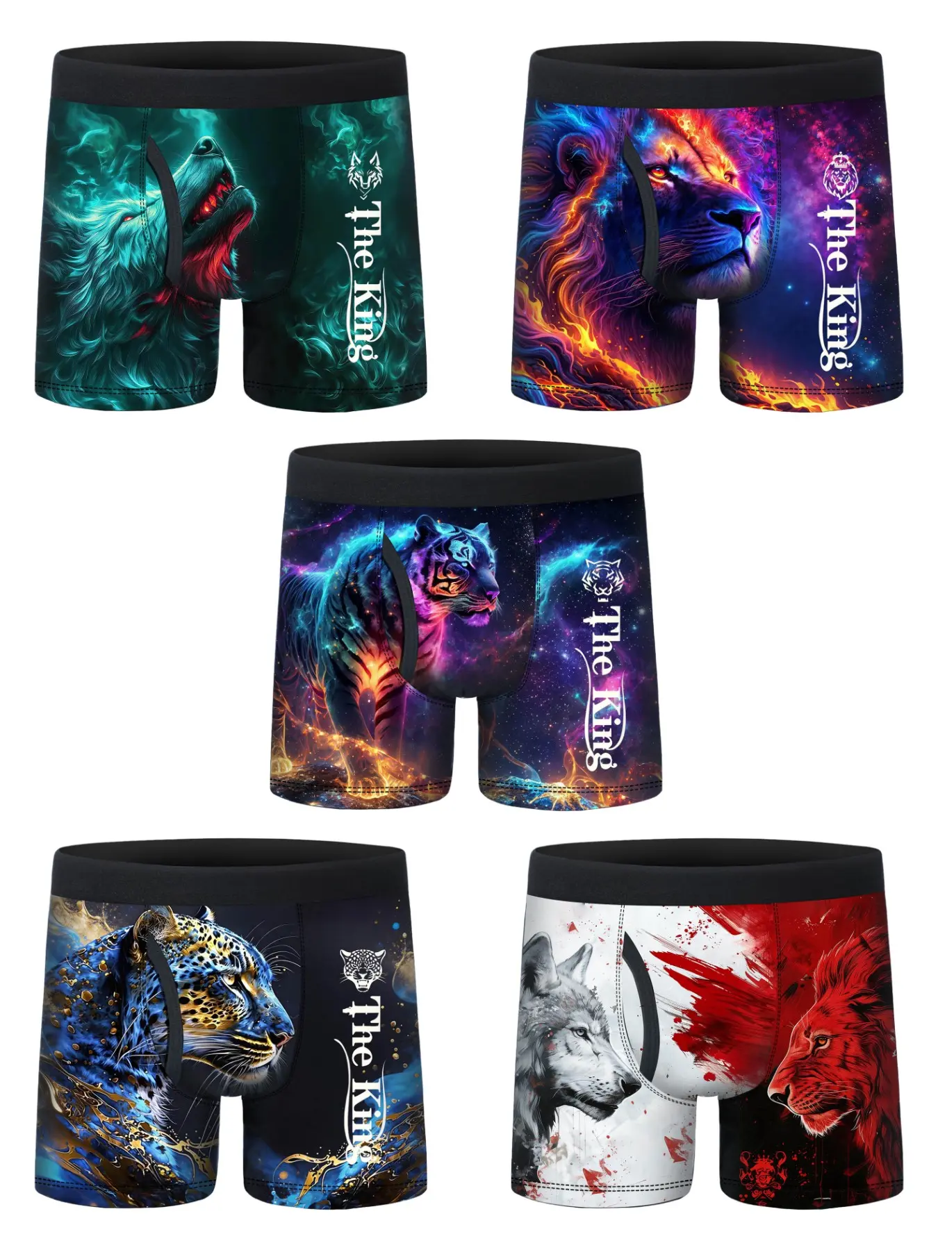 5pcs Boys' Briefs with Animal Print, Soft Breathable Polyester & Spandex, Fitted Casual Underwear for Ages 5-15, All Season Wear