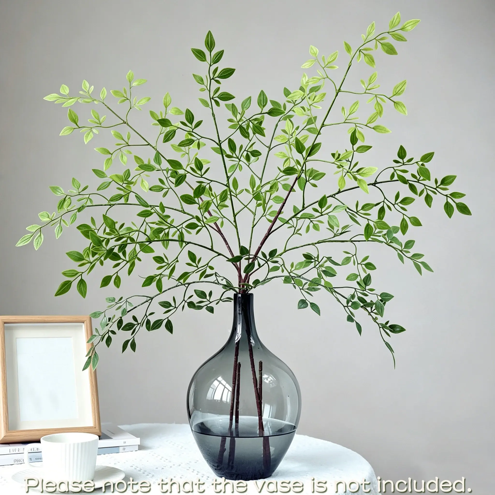 36.2 Inch Artificial Nandina Branches, 2Pcs Adjustable Green Stems, Faux Decorative Greenery for Vase Filler, Decor for Home, Office, Garden, Shop, Wedding & Party
